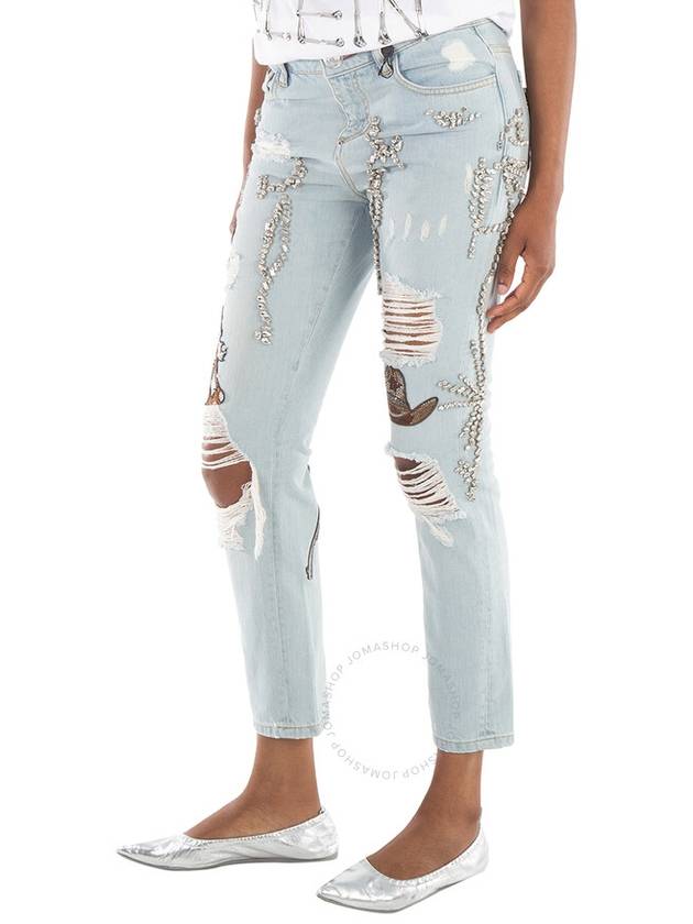 Philipp Plein Boyfriend Cowboy Patch-Embellished Jeans, Waist Size 26" - PHILIPP PLEIN - BALAAN 3