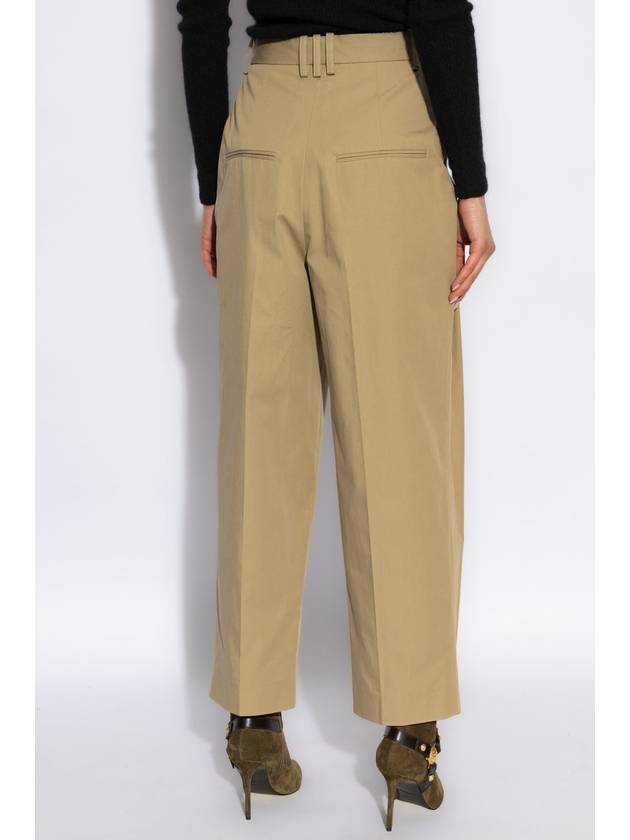 Balmain Cotton Pleated Trousers, Women's, Beige - BALMAIN - BALAAN 4