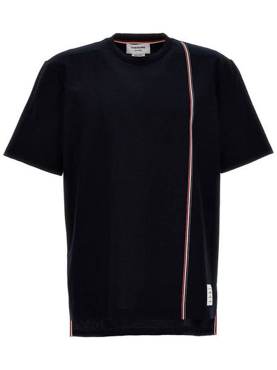 RWB Stripe Cotton Short Sleeve T-shirt Navy - THOM BROWNE - BALAAN 2