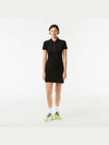 Women's Slim Fit Stretch Cotton Pique Polo Short Dress Black - LACOSTE - BALAAN 4