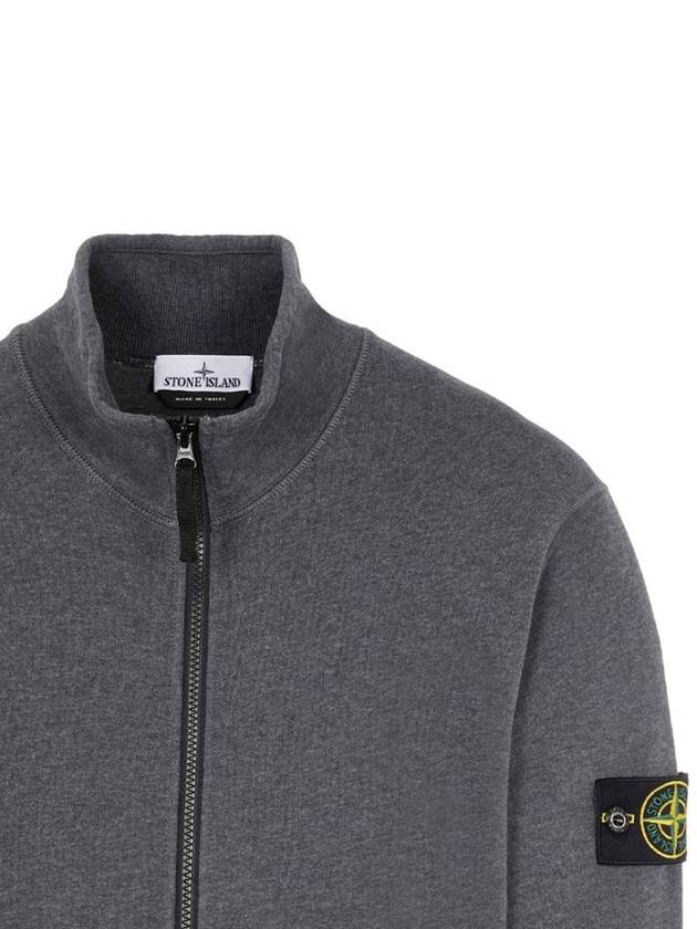 Garment Dyed Cotton Fleece Zip Up Jacket Dark Grey - STONE ISLAND - BALAAN 5