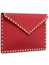 Rockstud Pouch Clutch Bag Red - VALENTINO - BALAAN.