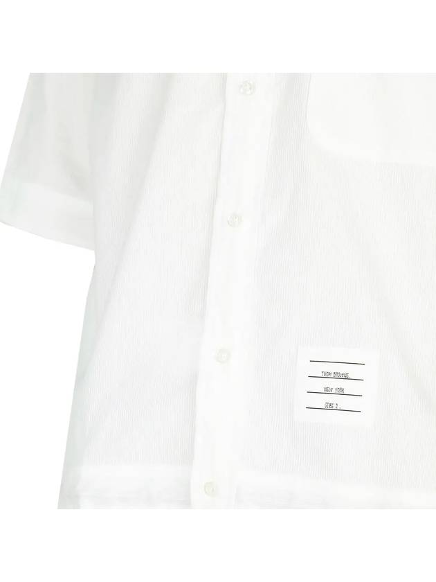 Tom Brown Logo Patch Chest Pocket Short Sleeve Shirt White - THOM BROWNE - BALAAN 5