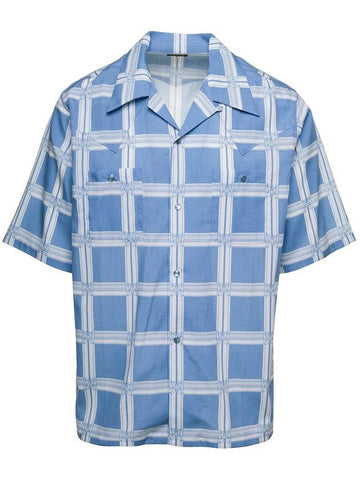 Light Blue Bowling Shirt With All-Over Graphic Print In Cotton Blend Man - NEEDLES - BALAAN 1