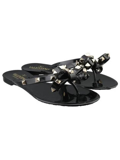 Rubber Rockstud Flip Flops Black - VALENTINO - BALAAN 2