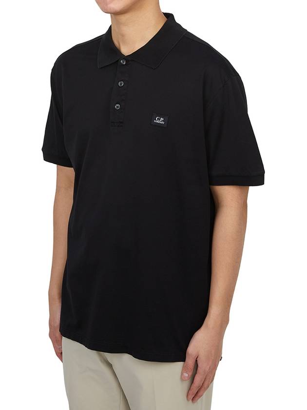 Logo Patch Polo Shirt Black - CP COMPANY - BALAAN 3