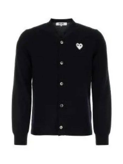 White Heart Wappen V-neck Cardigan Black - COMME DES GARCONS - BALAAN 2