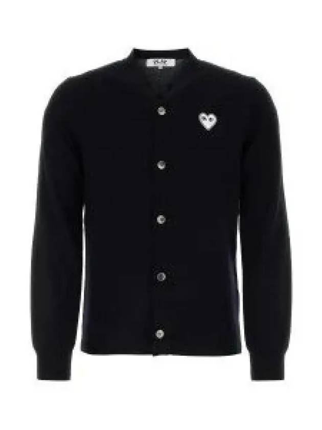 White Heart Waffen V-neck Knit Cardigan Black - COMME DES GARCONS - BALAAN 2