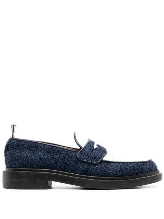 Penny Slot Tweed Loafer Blue - THOM BROWNE - BALAAN 1