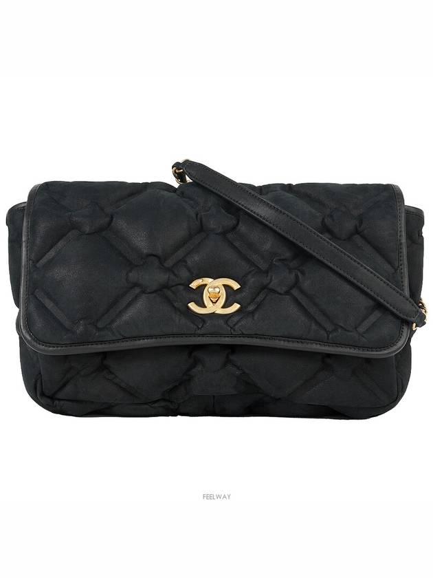 Bubble quilted flap shoulder bag black gold 74348 - CHANEL - BALAAN 1