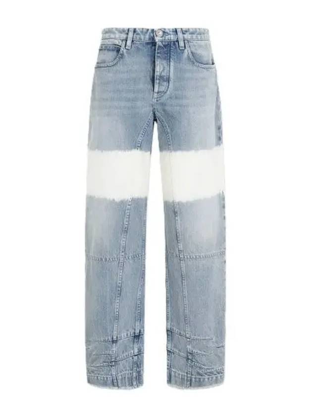 High Waist Color Block Cotton Straight Jeans Blue - JIL SANDER - BALAAN 2