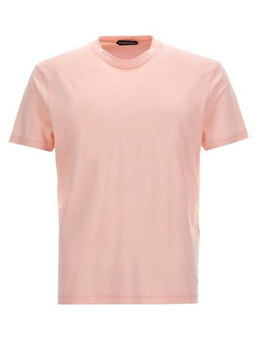 Men's Lyocell Round Neck Cotton Short Sleeve T-Shirt Pink - TOM FORD - BALAAN 1