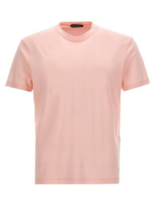 Men's Lyocell Round Neck Cotton Short Sleeve T-Shirt Pink - TOM FORD - BALAAN 1