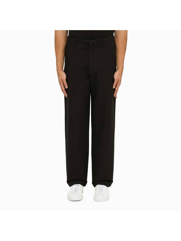 Ghost Piece Gabardine Fatigue Straight Pants Black - STONE ISLAND - BALAAN 1