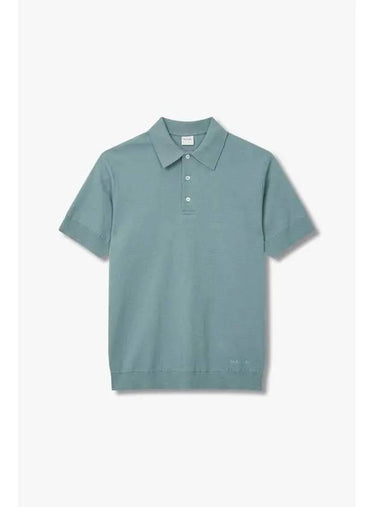 Cashmere Cotton Polo Knit Blue Green - PAUL SMITH - BALAAN 1