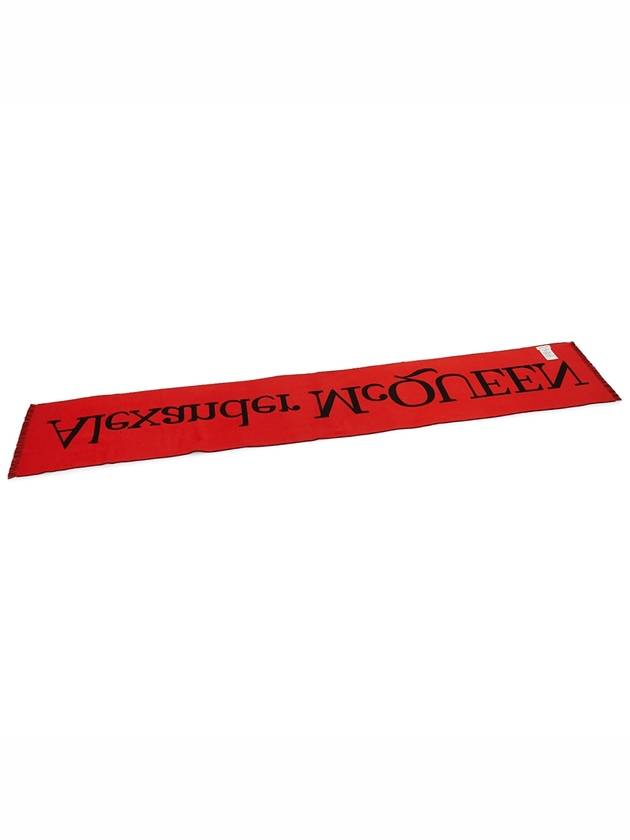 Oversized Logo Intarsia Muffler Black Red - ALEXANDER MCQUEEN - BALAAN 7