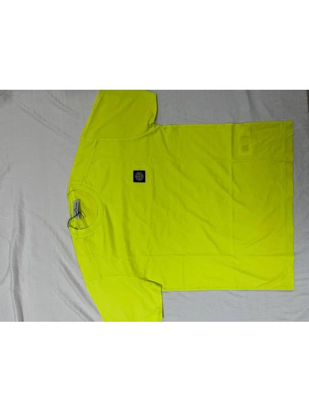 Logo Patch Short Sleeve T-Shirt Neon Yellow - STONE ISLAND - BALAAN 5