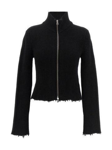 Ribbed Zipper Cotton Cardigan Black - MAISON MARGIELA - BALAAN 1