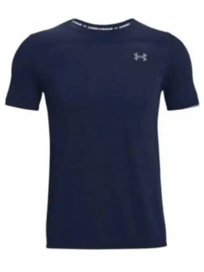 Men's Seamless Logo Short Sleeve T-Shirt Navy - UNDER ARMOUR - BALAAN 2