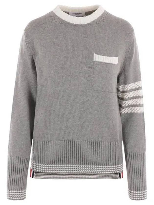 4 Bar Stripe Cotton Sweatshirt Grey - THOM BROWNE - BALAAN 2