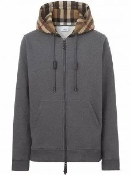 Cotton Blend Check Hooded Jacket Grey - BURBERRY - BALAAN 2