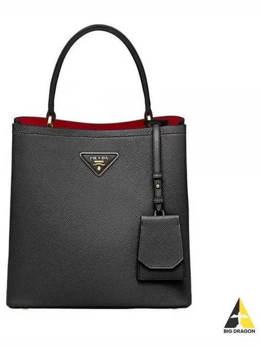 Pannier Saffiano Leather Medium Tote Bag Black - PRADA - BALAAN 2