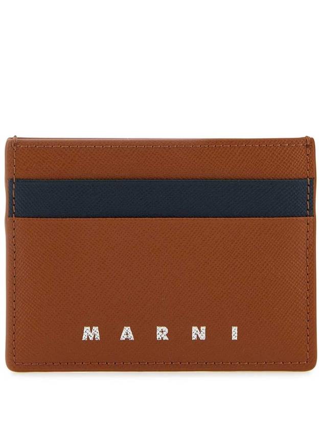 Debossed Logo Leather Card Wallet Brown - MARNI - BALAAN 2