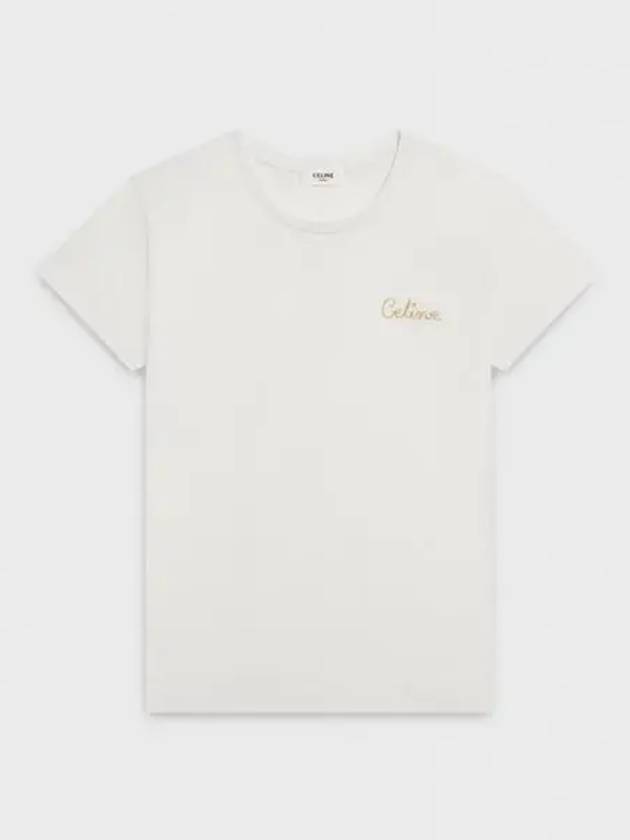 embroidered t-shirt cotton off-white - CELINE - BALAAN 2