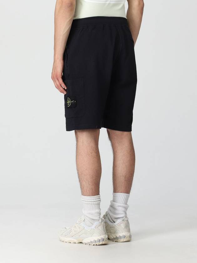 Men's OLD Treatment Logo Patch Cargo Bermuda Shorts Navy - STONE ISLAND - BALAAN 3