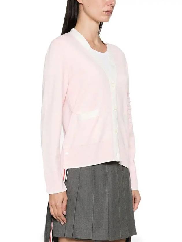 Milano Stitch V Neck Cardigan Pink - THOM BROWNE - BALAAN 4