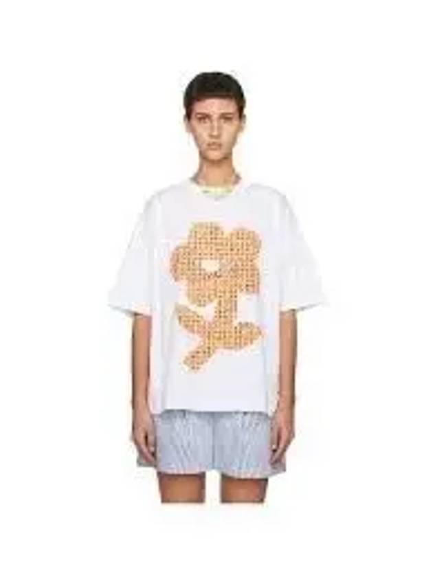 Floral Print Cotton Short Sleeve T-Shirt White - MARNI - BALAAN 2