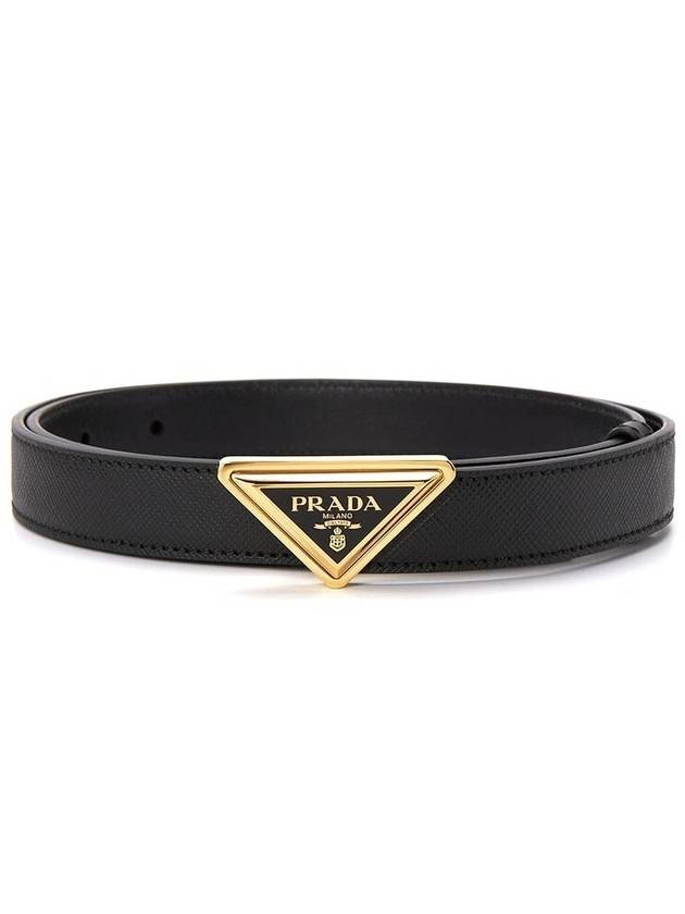 Triangle Logo Buckle Leather Belt Black - PRADA - BALAAN 2