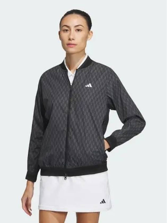 Lightweight Printed Woven Jacket Women s Golf Carbon Black 6583 693582 - ADIDAS - BALAAN 1