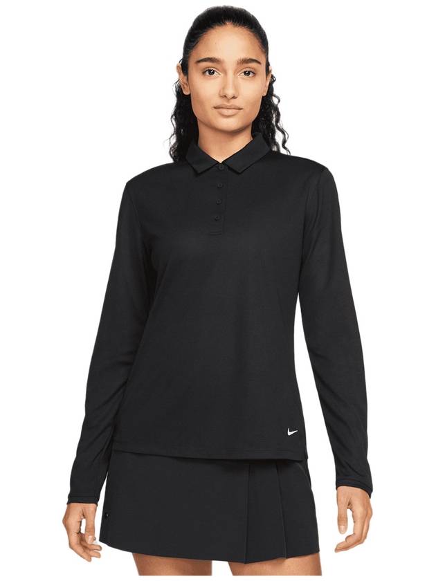 Women's Golf Dri Fit Victory Long Sleeve Polo Shirt Black - NIKE - BALAAN 2