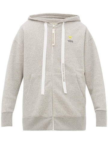 Logo Oversized Cotton Zip Up Hoodie Grey - MAISON KITSUNE - BALAAN 1