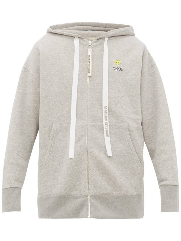 Logo Oversized Cotton Zip Up Hoodie Grey - MAISON KITSUNE - BALAAN 2