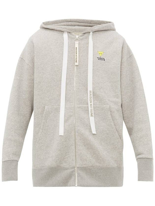 Logo Oversized Cotton Zip Up Hoodie Grey - MAISON KITSUNE - BALAAN 2