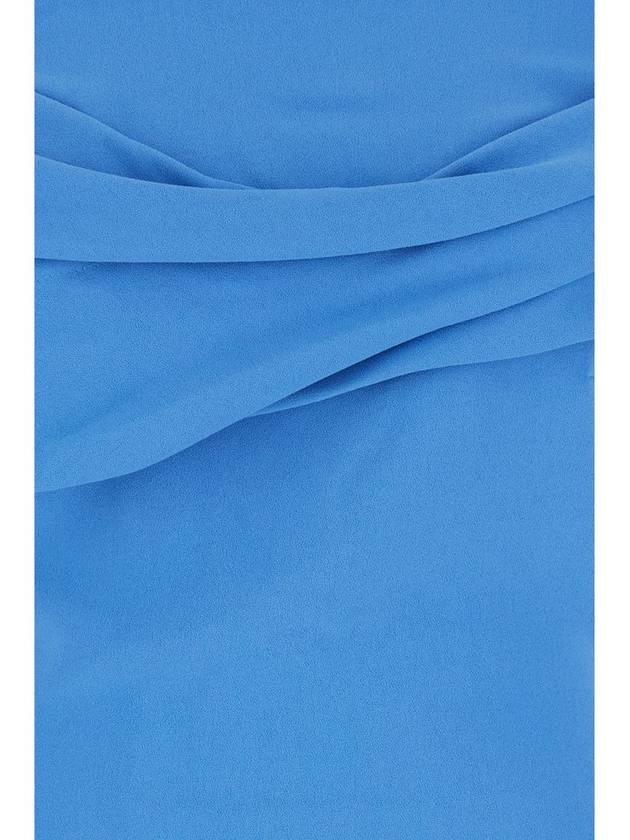 'Eva' Blue Off-Shoulder Long Dress With Draped Detail In Tech Fabric Woman - SOLACE LONDON - BALAAN 3