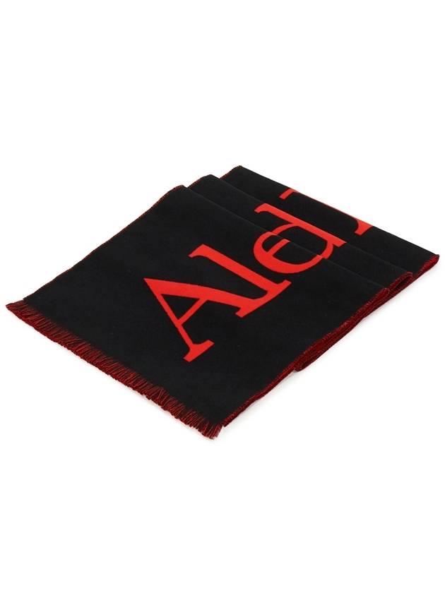 Oversized Logo Intarsia Muffler Black Red - ALEXANDER MCQUEEN - BALAAN 4