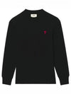 Small Heart Logo Long Sleeve T-Shirt Black - AMI - BALAAN 2