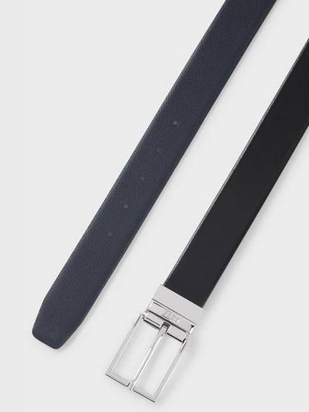 Italian Reversible Leather Belt Black Navy - HUGO BOSS - BALAAN 4