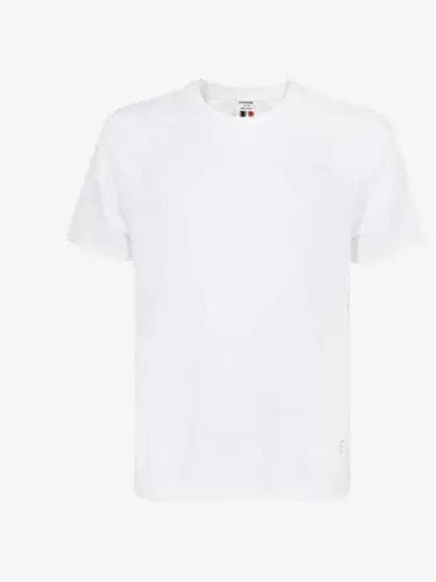 Men's Center Back Striped Short Sleeve T-Shirt White - THOM BROWNE - BALAAN 3