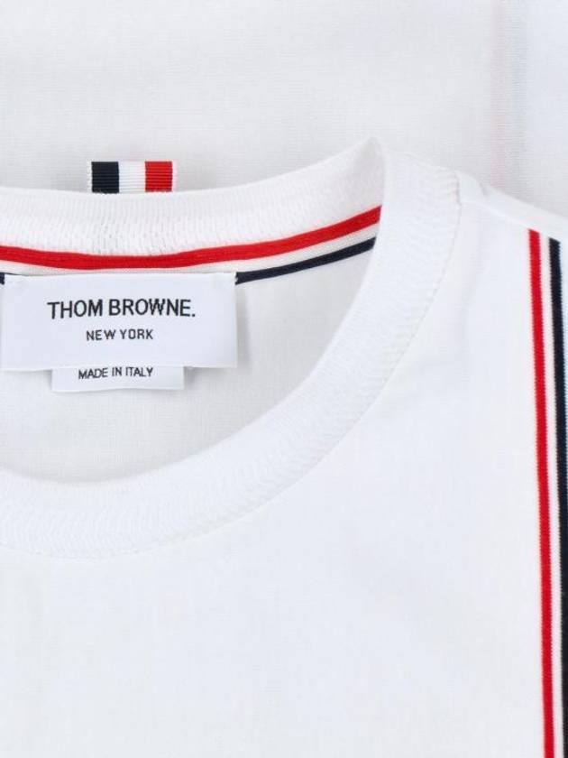 RWB Stripe Cotton Short Sleeve T-shirt White - THOM BROWNE - BALAAN 4