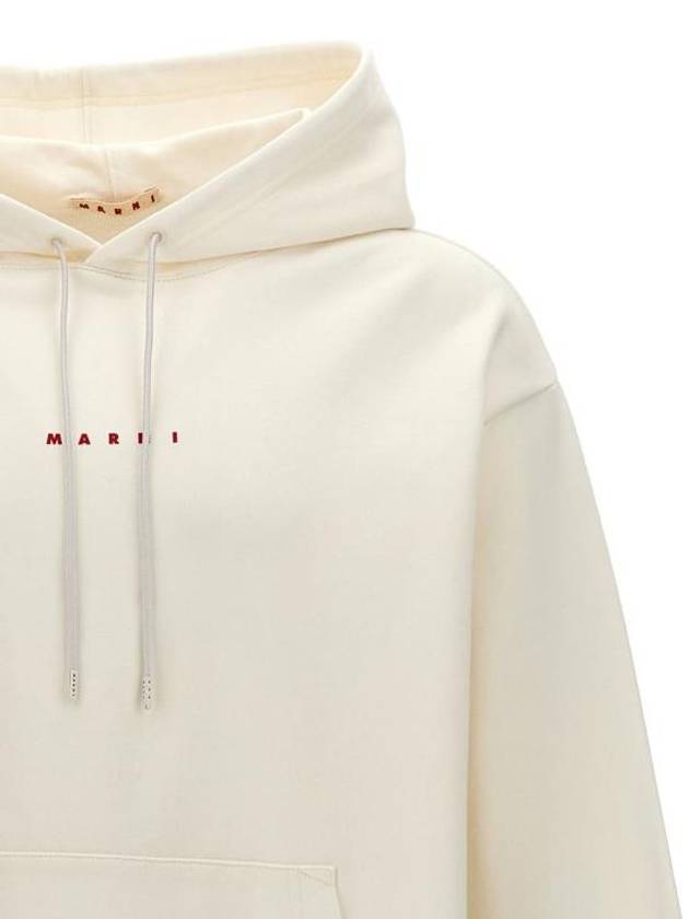 Logo Print Drawstring Hoodie White - MARNI - BALAAN 4