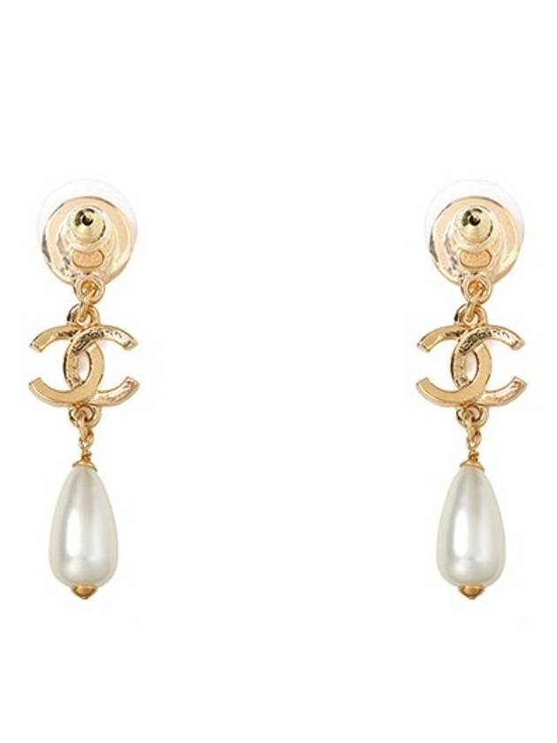 Gold Pink CC Crystal Pearl Drop Earrings ABA064 - CHANEL - BALAAN 2