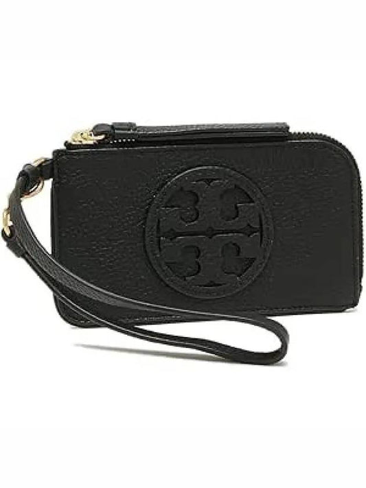 Miller Top Zip Leather Card Wallet Black - TORY BURCH - BALAAN 2