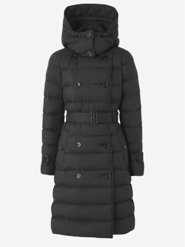 Women's Double Breasted Hooded Padded Black - BURBERRY - BALAAN 2