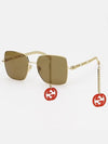 Eyewear Interlocking G Charm Chain Oversized Sunglasses Gold Black - GUCCI - BALAAN 9