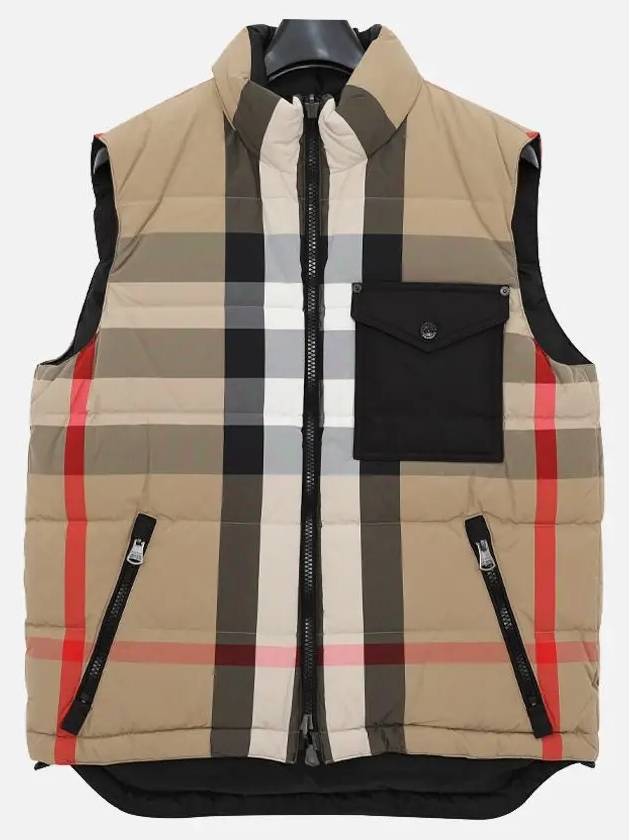 Reversible Check Pocket Embroidered Nylon Vest Beige - BURBERRY - BALAAN 4