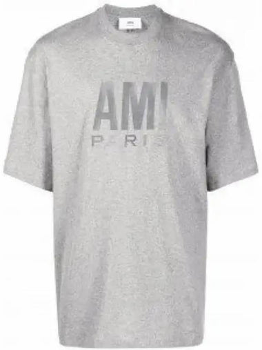 Logo Print Short Sleeve T Shirt Heather Gray UTS003725055SS22 - AMI - BALAAN 1